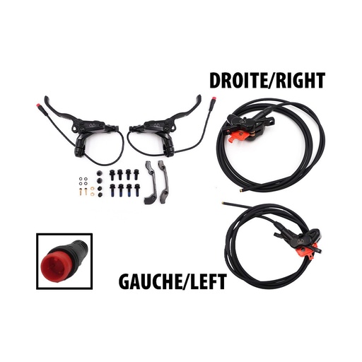 Kit Freins Hydrauliques 4 Pistons Connecteur Etanche (1x AR Gauche / AV Droite + 1x AR Droite /AV Gauche)